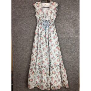 Vintage Terri‎ Juniors Floral Maxi Dress Ruffle Sleeve Junior Size 11